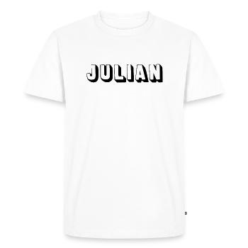 Nom - Julien - T-shirt Premium bio Homme - blanc - Devant - Nico (187cm)