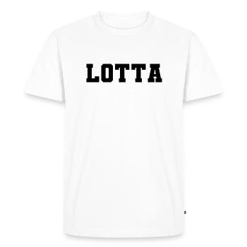 Nom - Lotta - T-shirt Premium bio Homme - blanc - Devant - Nico (187cm)
