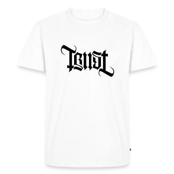 TRUST AMBIGRAM gothique - T-shirt Premium bio Homme - blanc - Devant - Nico (187cm)