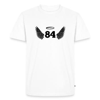 Numéro 84 ange - 84e anniversaire ailes - T-shirt Premium bio Homme - blanc - Devant - Nico (187cm)