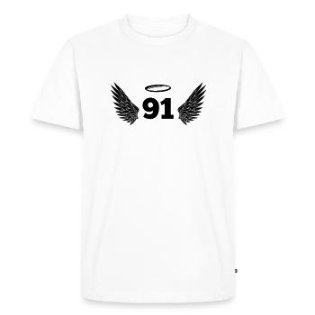 Numéro 91 ange - 91e anniversaire ailes - T-shirt Premium bio Homme - blanc - Devant - Nico (187cm)