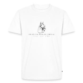 Eh je sens le cheval et non je ne vois le problème - T-shirt Premium bio Homme - blanc - Devant - Nico (187cm)