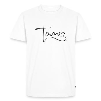 Tom Last Name First Name Heart Decor - Men's Premium Organic T-Shirt - white - Front - Nico (187cm)