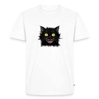Un chat noir nerveux - T-shirt Premium bio Homme - blanc - Devant - Nico (187cm)