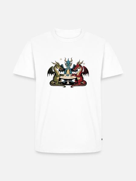 Dragons playing cards - Men's Premium Organic T-Shirt - white