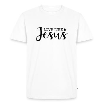Aimer comme Jésus - T-shirt Premium bio Homme - blanc - Devant - Nico (187cm)