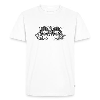 2 lapins chevalier épée bouclier armure casque château - T-shirt Premium bio Homme - blanc - Devant - Nico (187cm)