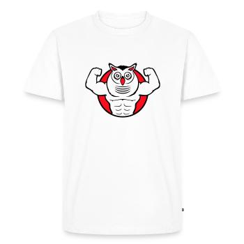 Owl Bodybuilder Muscles Biceps Poses Gym Rat Cool - Men's Premium Organic T-Shirt - white - Front - Nico (187cm)