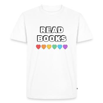 Read Books Rainbow Hearts - Men's Premium Organic T-Shirt - white - Front - Nico (187cm)