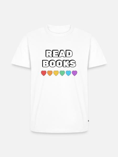 Read Books Rainbow Hearts - Men's Premium Organic T-Shirt - white
