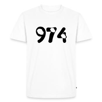 974 Reunion map tattoo - T-shirt Premium bio Homme - blanc - Devant - Nico (187cm)