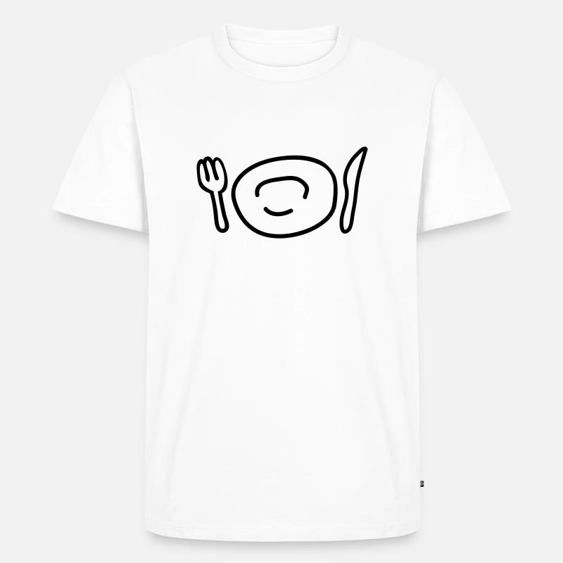 teller_und_besteck_1c - Männer Premium Bio T-Shirt - Weiß