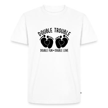 Double trouble double fun double love - Zwillinge - T-shirt Premium bio Homme - blanc - Devant - Nico (187cm)