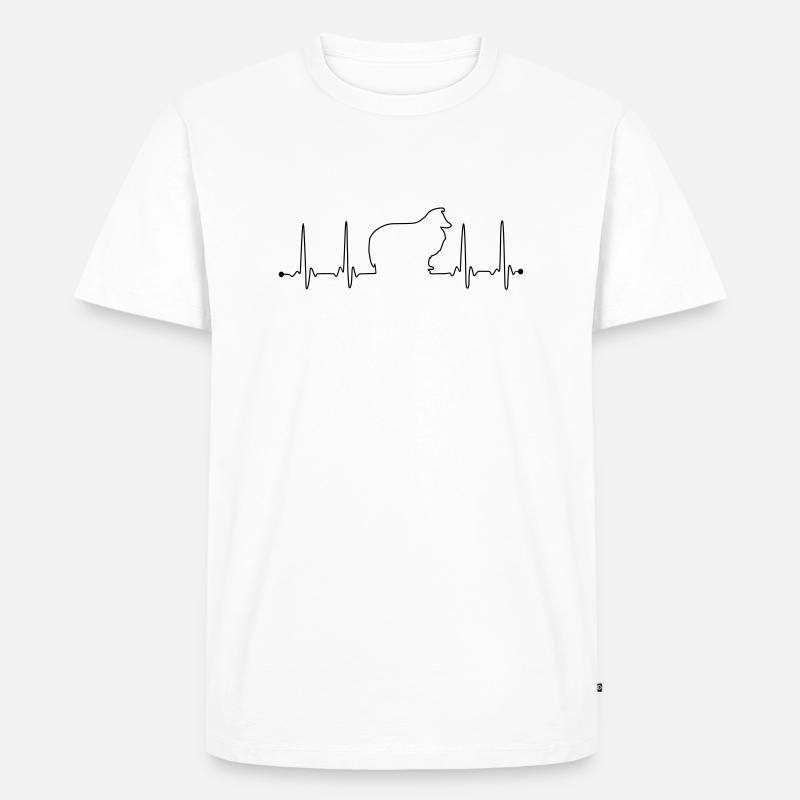 Sheltie Herzfrequenz - Männer Premium Bio T-Shirt - Weiß