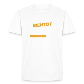 bientôt cousin veuillez patienter - T-shirt Premium bio Homme - blanc - Devant - Nico (187cm)