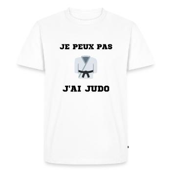 Je peux pas j'ai Judo Judoka Ceinture Noir - T-shirt Premium bio Homme - blanc - Devant - Nico (187cm)