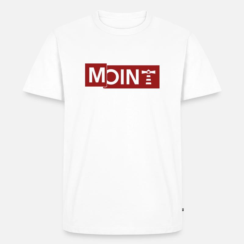 MOIN mit Leuchturm RED - Männer Premium Bio T-Shirt - Weiß