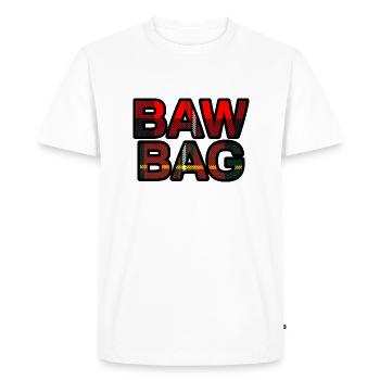 Funny Scottish slang saying Baw Bag, bod tartan. - Men's Premium Organic T-Shirt - white - Front - Nico (187cm)