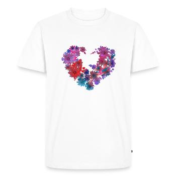 cœur, fleurs, couronne de fleurs, illustration, cœur de fleur - T-shirt Premium bio Homme - blanc - Devant - Nico (187cm)