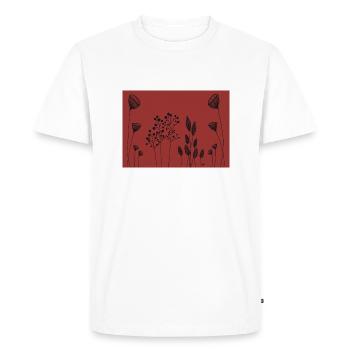 Fineline flowers drawing black red - Men's Premium Organic T-Shirt - white - Front - Nico (187cm)