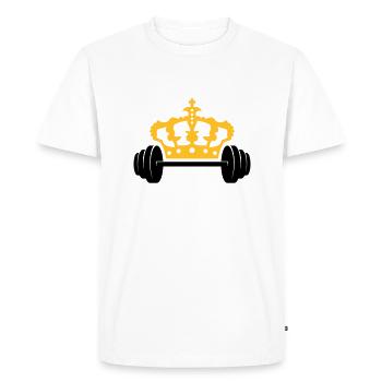 Krone Dumbbell Logo Design - Men's Premium Organic T-Shirt - white - Front - Nico (187cm)