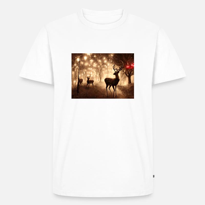Weihnachtshirsch - Männer Premium Bio T-Shirt - Weiß