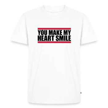 Faire sourire mon cœur - T-shirt Premium bio Homme - blanc - Devant - Nico (187cm)