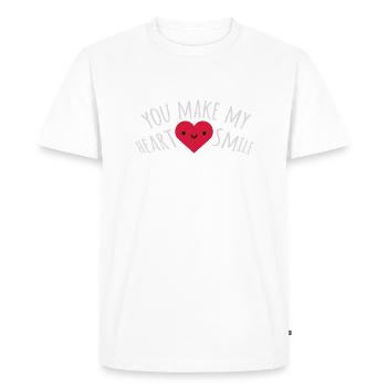 Faire sourire mon cœur - T-shirt Premium bio Homme - blanc - Devant - Nico (187cm)