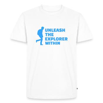 Unleash The Explorer Within Geocaching - Men's Premium Organic T-Shirt - white - Front - Nico (187cm)