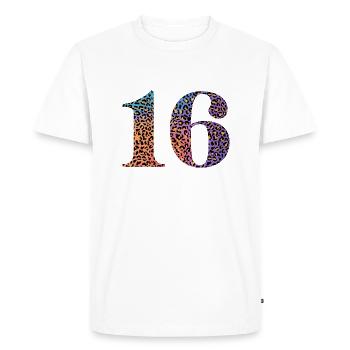 16e anniversaire léopard - T-shirt Premium bio Homme - blanc - Devant - Nico (187cm)