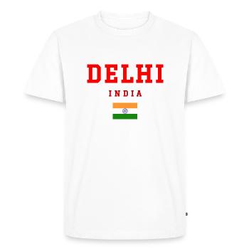 Delhi, India - Men's Premium Organic T-Shirt - white - Front - Nico (187cm)