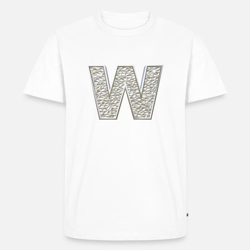 W, letter, initial, monogram, - Men's Premium Organic T-Shirt - white