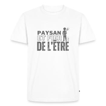 Paysan et fier de l'être - T-shirt Premium bio Homme - blanc - Devant - Nico (187cm)