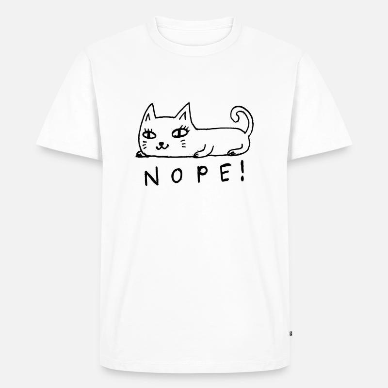 Nope Katze - Männer Premium Bio T-Shirt - Weiß