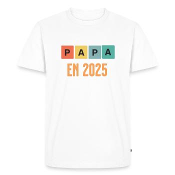 Papa En 2025 vintage - T-shirt Premium bio Homme - blanc - Devant - Nico (187cm)