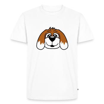 Visage de chien Petit chiot heureux Animal de compagnie - T-shirt Premium bio Homme - blanc - Devant - Nico (187cm)
