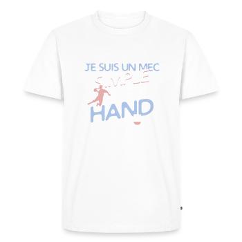 Handball - un mec simple - T-shirt Premium bio Homme - blanc - Devant - Nico (187cm)