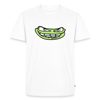 face head evil meme grin funny comic carto - Men's Premium Organic T-Shirt - white - Front - Nico (187cm)