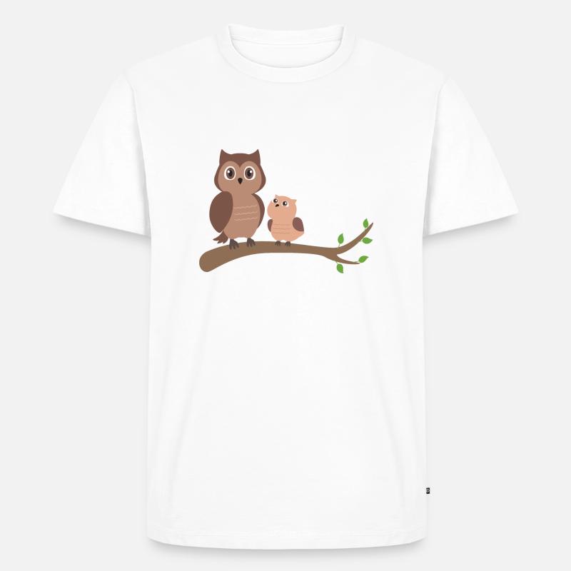 Eule Mutter mit Kind - Männer Premium Bio T-Shirt - Weiß