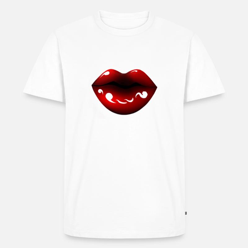 Red Lips - Männer Premium Bio T-Shirt - Weiß