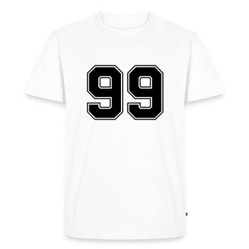 99 - Men's Premium Organic T-Shirt - white - Front - Nico (187cm)