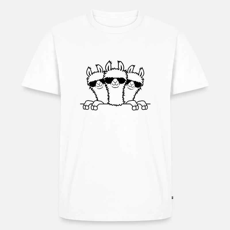 Hinter Mauer Lamas Freunde - Männer Premium Bio T-Shirt - Weiß