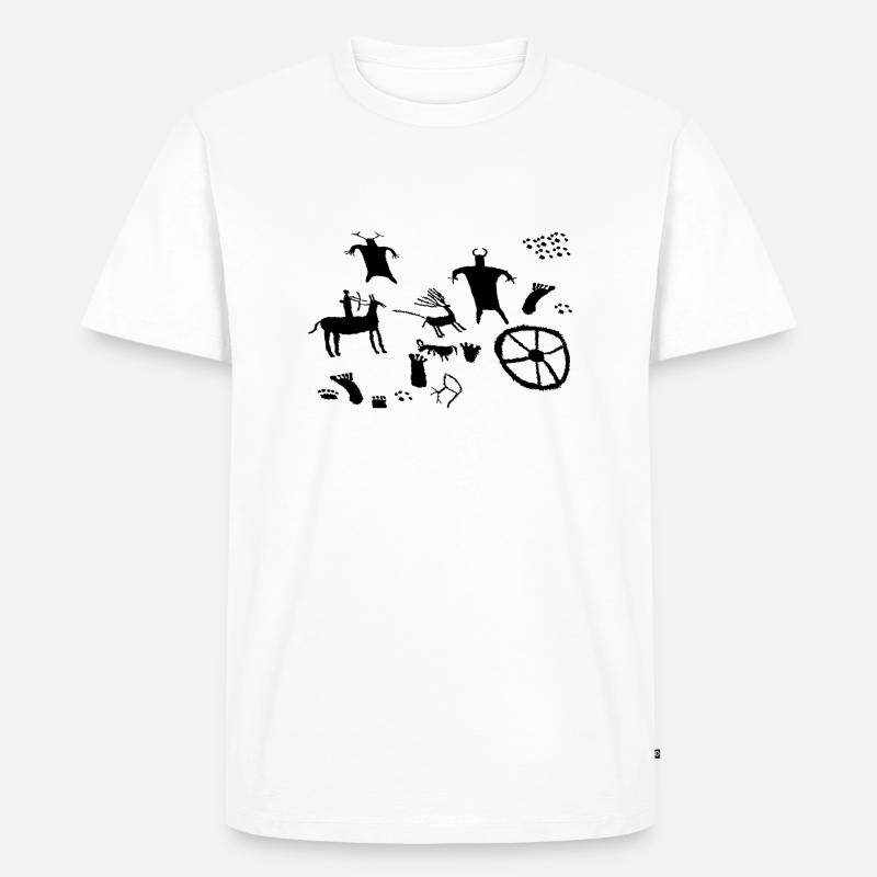 Schwarze Petroglyphe - Männer Premium Bio T-Shirt - Weiß
