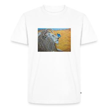 Lion rasta et papillon bleu - T-shirt Premium bio Homme - blanc - Devant - Nico (187cm)