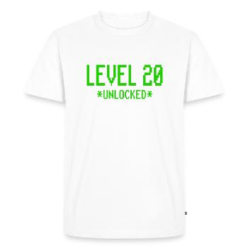 Cadeau 20e anniversaire Niveau 20 Gamer Nerd - T-shirt Premium bio Homme - blanc - Devant - Nico (187cm)