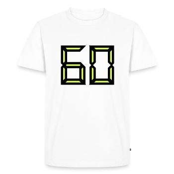 60 ANS. 60e ANNIVERSAIRE. ANNIVERSAIRE 60 ANS - T-shirt Premium bio Homme - blanc - Devant - Nico (187cm)