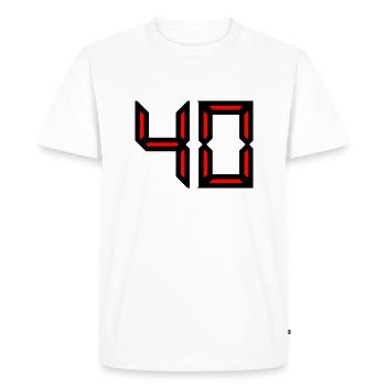 40. 40 ANS. 40e ANNIVERSAIRE. ANNIVERSAIRE 40 ANS. - T-shirt Premium bio Homme - blanc - Devant - Nico (187cm)