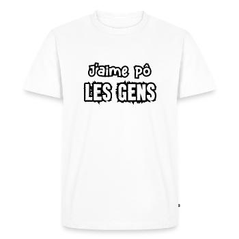j'aime pô les gens - T-shirt Premium bio Homme - blanc - Devant - Nico (187cm)