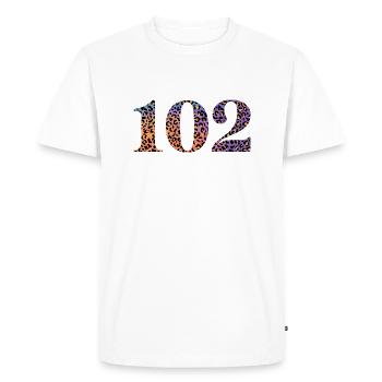 102nd Birthday Leopard - Men's Premium Organic T-Shirt - white - Front - Nico (187cm)