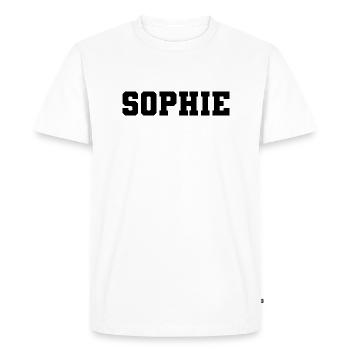 Nom - Sophie - T-shirt Premium bio Homme - blanc - Devant - Nico (187cm)